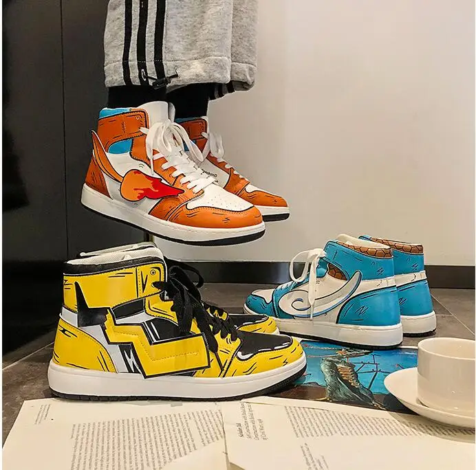 

men shoes Pikachu sneakers кѬоссовки Cartoon Anime tenis running shoes zapatillas Harajuku Hip hop platform AAF1